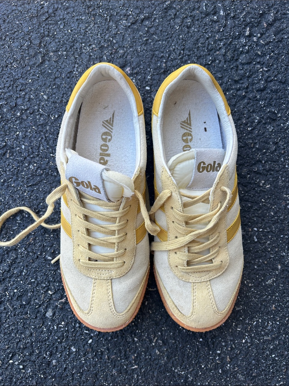 Gola Beige and Yellow Low-Top Sneakers